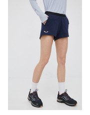 Spodnie szorty sportowe Lavaredo damskie kolor granatowy gładkie high waist - Answear.com Salewa