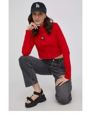 Sweter Longsleeve bawełniany kolor czerwony z półgolfem - Answear.com Tommy Jeans