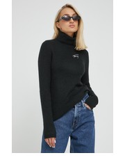 Sweter sweter damski kolor czarny lekki z golfem - Answear.com Tommy Jeans