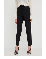 Spodnie spodnie z domieszką wełny damskie kolor czarny dopasowane high waist - Answear.com Twinset