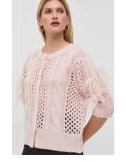 Sweter kardigan z domieszką wełny damski kolor różowy lekki - Answear.com Twinset