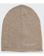 Czapka czapka wełniana kolor beżowy z cienkiej dzianiny wełniana - Answear.com Twinset