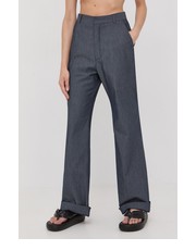 Spodnie spodnie Solada damskie kolor granatowy szerokie high waist - Answear.com Gestuz