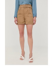Spodnie szorty damskie kolor beżowy gładkie high waist - Answear.com Morgan