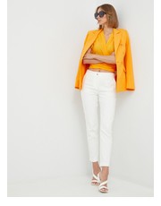 Spodnie spodnie damskie kolor biały proste medium waist - Answear.com Morgan