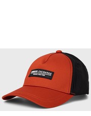 Czapka czapka bawełniana kolor czerwony z aplikacją - Answear.com Armani Exchange