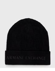 Czapka czapka bawełniana kolor czarny z cienkiej dzianiny bawełniana - Answear.com Armani Exchange