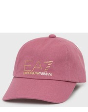 Czapka EA7 Emporio Armani czapka bawełniana kolor różowy z aplikacją - Answear.com Ea7 Emporio Armani