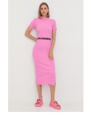 Sukienka sukienka kolor różowy midi dopasowana - Answear.com Karl Lagerfeld