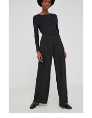 Spodnie spodnie z lnem damskie kolor czarny szerokie high waist - Answear.com Answear Lab