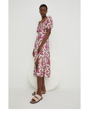 Sukienka sukienka kolor beżowy midi rozkloszowana - Answear.com Answear Lab