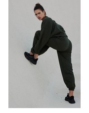 Spodnie spodnie dresowe z wysokim stanem MILD COTTON damskie kolor zielony gładkie - Answear.com Muuv.