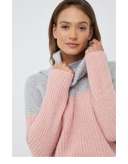 Sweter sweter z domieszką wełny damski kolor różowy z golfem - Answear.com Pennyblack