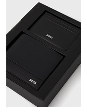 Portfel portfel i etui na karty skórzane męski kolor czarny - Answear.com Boss