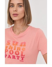 Bluzka t-shirt bawełniany kolor różowy - Answear.com Boss