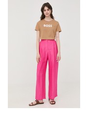 Bluzka t-shirt bawełniany kolor beżowy - Answear.com Boss