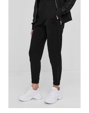 Spodnie Spodnie bawełniane damskie kolor czarny proste high waist - Answear.com Boss