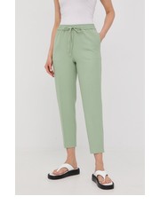 Spodnie spodnie damskie kolor zielony proste high waist - Answear.com Boss