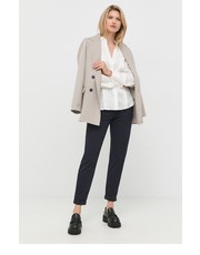 Spodnie spodnie damskie kolor granatowy dopasowane high waist - Answear.com Boss