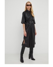 Sukienka sukienka kolor czarny midi prosta - Answear.com Boss