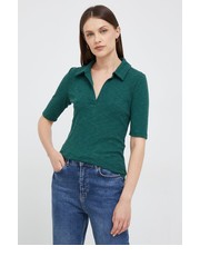 Bluzka polo damski kolor zielony z kołnierzykiem - Answear.com Gap