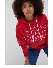 Bluza bluza damska kolor czerwony z kapturem z nadrukiem - Answear.com Gap