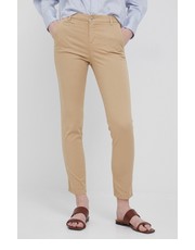 Spodnie United Colors of Benetton spodnie damskie kolor beżowy fason chinos medium waist - Answear.com United Colors Of Benetton