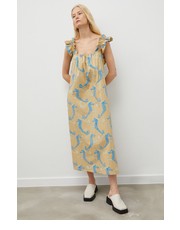 Sukienka sukienka kolor beżowy midi prosta - Answear.com Samsoe Samsoe