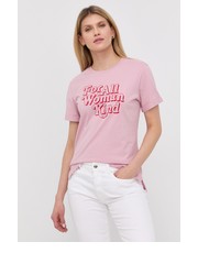 Bluzka t-shirt bawełniany kolor różowy - Answear.com Hugo