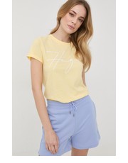 Bluzka t-shirt bawełniany kolor żółty - Answear.com Hugo