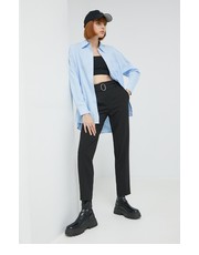 Spodnie spodnie damskie kolor czarny proste high waist - Answear.com Hugo