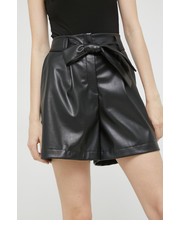 Spodnie szorty damskie kolor czarny gładkie high waist - Answear.com Hugo