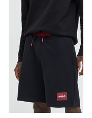 Krótkie spodenki męskie szorty bawełniane męskie kolor czarny - Answear.com Hugo