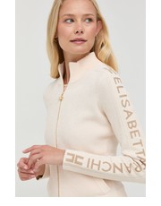 Sweter sweter z domieszką wełny damski kolor beżowy lekki - Answear.com Elisabetta Franchi