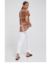 Bluzka t-shirt damski kolor brązowy - Answear.com Sisley