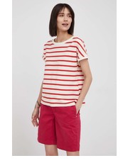Bluzka t-shirt bawełniany kolor czerwony - Answear.com Sisley