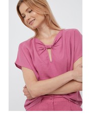 Bluzka bluzka lniana damska kolor różowy gładka - Answear.com Sisley