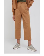 Spodnie spodnie damskie kolor brązowy szerokie high waist - Answear.com Sisley