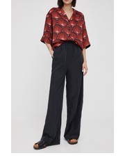 Spodnie spodnie damskie kolor czarny proste high waist - Answear.com Sisley