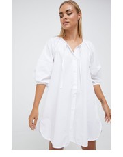 Sukienka sukienka bawełniana kolor biały mini rozkloszowana - Answear.com Sisley
