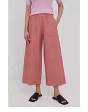 Spodnie spodnie lniane damskie kolor różowy szerokie high waist - Answear.com Max Mara Leisure