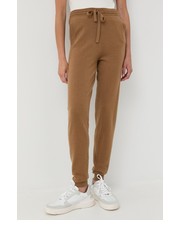 Spodnie spodnie wełniane damskie kolor brązowy dopasowane high waist - Answear.com Max Mara Leisure
