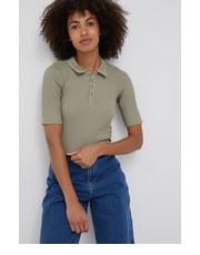 Bluzka t-shirt damski kolor zielony z kołnierzykiem - Answear.com Dr. Denim
