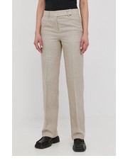 Spodnie MICHAEL Michael Kors spodnie lniane damskie kolor beżowy szerokie high waist - Answear.com Michael Michael Kors