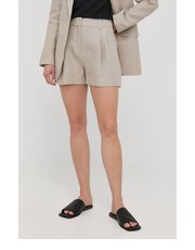 Spodnie MICHAEL Michael Kors szorty lniane damskie kolor beżowy gładkie high waist - Answear.com Michael Michael Kors