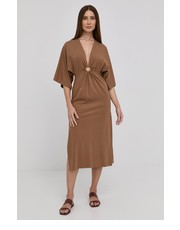 Sukienka sukienka kolor brązowy midi rozkloszowana - Answear.com Nissa