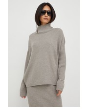 Sweter sweter wełniany damski kolor szary lekki z golfem - Answear.com Drykorn