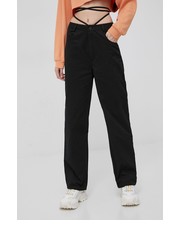 Spodnie spodnie damskie kolor czarny szerokie high waist - Answear.com Sixth June