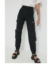 Spodnie spodnie bawełniane damskie kolor czarny fason cargo high waist - Answear.com Sixth June