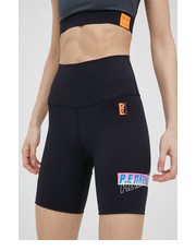 Spodnie szorty treningowe Tiebreak damskie kolor czarny z nadrukiem high waist - Answear.com P.E Nation